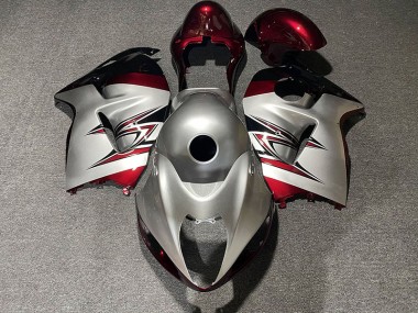 1997-2007 Gloss Silver and Candy Red Suzuki GSXR 1300 Hayabusa Motorcycle Fairing