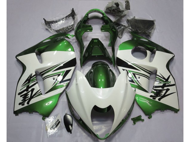 1997-2007 Gloss White & Green Suzuki GSXR 1300 Hayabusa Motorcycle Fairing