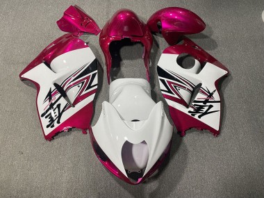 1997-2007 Gloss White & Pink Suzuki GSXR 1300 Hayabusa Motorcycle Fairing
