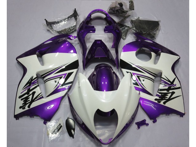 1997-2007 Gloss White & Purple Suzuki GSXR 1300 Hayabusa Motorcycle Fairing