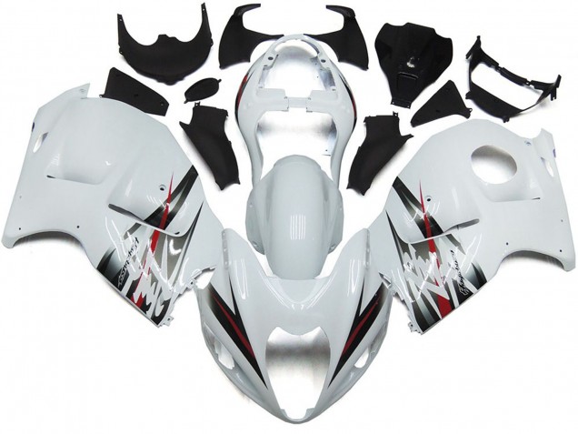 1997-2007 Gloss White and Silver Style Suzuki GSXR 1300 Hayabusa Motorcycle Fairing