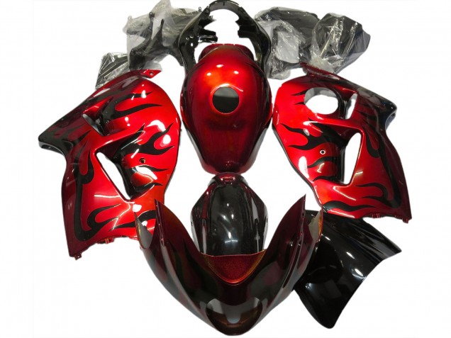 1997-2007 Red & Black Flame Suzuki GSXR 1300 Hayabusa Motorcycle Fairing