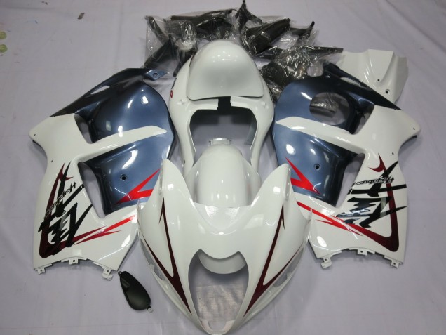 1997-2007 White and Dusty Blue Suzuki GSXR 1300 Hayabusa Motorcycle Fairing 1997-2007 White and Dusty Blue Suzuki GSXR 1300 Hayabusa Motorcycle Fairing