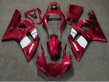 1998-2002 Deep Red & White Yamaha R6 Motorcycle Fairing