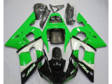 1998-2002 Green White and Black Yamaha R6 Motorcycle Fairing