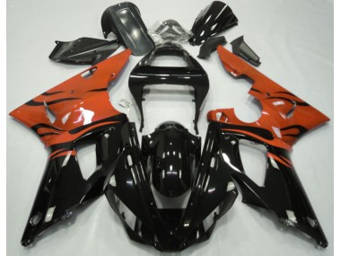 2000-2001 Black Flame & Orange Yamaha R1 Motorcycle Fairing