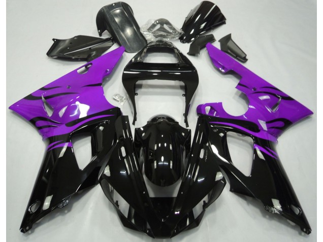 2000-2001 Black Flame & Purple Yamaha R1 Motorcycle Fairing 2000-2001 Black Flame & Purple Yamaha R1 Motorcycle Fairing