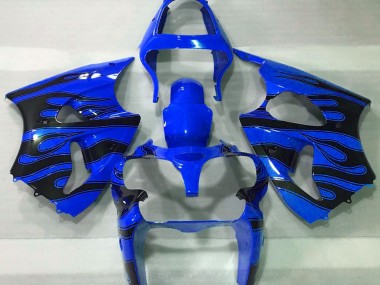 2000-2002 Blue & Black Flame Kawasaki ZX6R Motorcycle Fairing