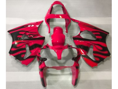 2000-2002 Red & Black Flame Kawasaki ZX6R Motorcycle Fairing