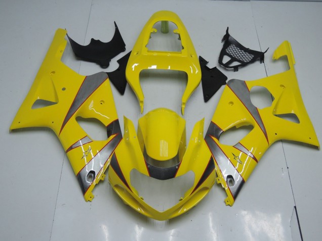 2000-2002 Yellow and Silver Suzuki GSXR 1000 Motorcycle Fairing 2000-2002 Yellow and Silver Suzuki GSXR 1000 Motorcycle Fairing