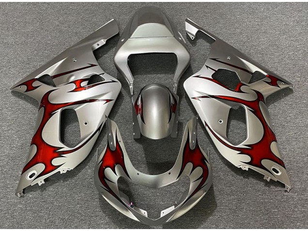 2001-2003 Gloss Silver & Red Suzuki GSXR 600-750 Motorcycle Fairing