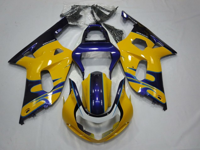 2001-2003 Yellow Blue Suzuki GSXR 600-750 Motorcycle Fairing