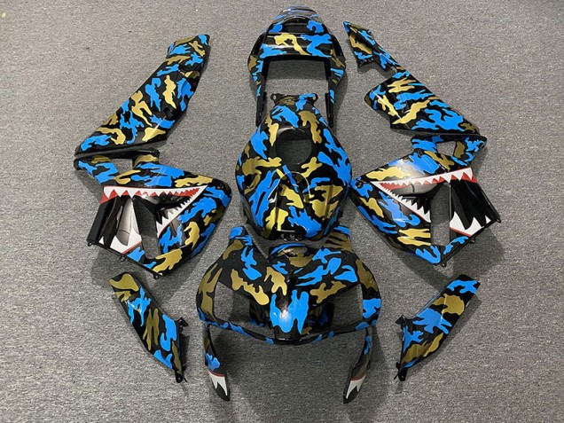 2003-2004 Blue and Gold Camo Honda CBR600RR Motorcycle Fairing