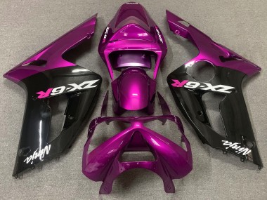 2003-2004 Gloss Pink and Black Kawasaki ZX6R Motorcycle Fairing