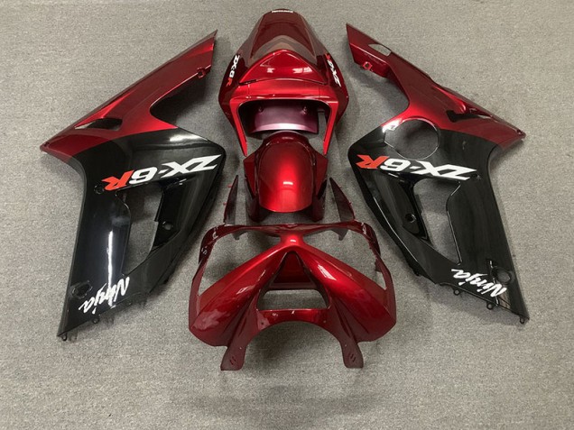 2003-2004 Gloss Red and Black Kawasaki ZX6R Motorcycle Fairing 2003-2004 Gloss Red and Black Kawasaki ZX6R Motorcycle Fairing