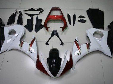2003-2004 Gloss White & Red Accents Yamaha R6 Motorcycle Fairing