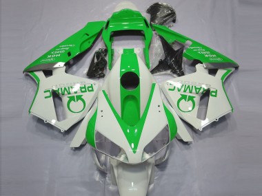 2003-2004 Gloss White and Green PRAMAC Honda CBR600RR Motorcycle Fairing