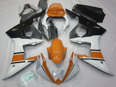 2003-2004 Gloss White and Orange Yamaha R6 Motorcycle Fairing