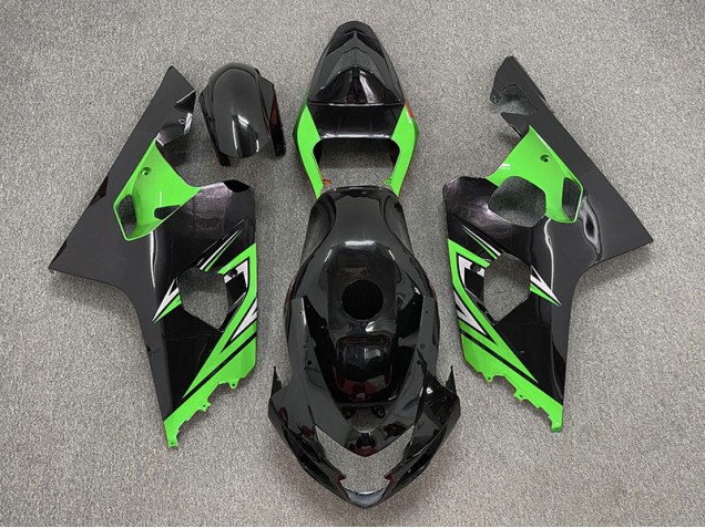 2004-2005 Gloss Black and Green Suzuki GSXR 600-750 Motorcycle Fairing 2004-2005 Gloss Black and Green Suzuki GSXR 600-750 Motorcycle Fairing
