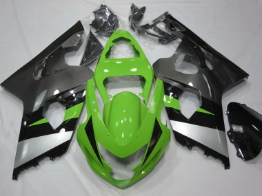 2004-2005 Green and Silver Suzuki GSXR 600-750 Motorcycle Fairing