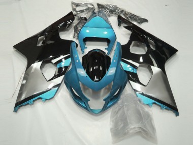 2004-2005 Light Blue Silver and Black Suzuki GSXR 600-750 Motorcycle Fairing