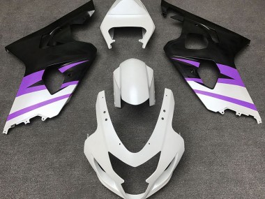 2004-2005 Matte White & Purple Suzuki GSXR 600-750 Motorcycle Fairing