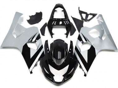 2004-2005 Silver and Gloss Black OEM Style Suzuki GSXR 600-750 Motorcycle Fairing