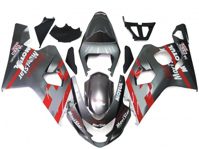 2004-2005 Silver and Red MoviStar Suzuki GSXR 600-750 Motorcycle Fairing 2004-2005 Silver and Red MoviStar Suzuki GSXR 600-750 Motorcycle Fairing