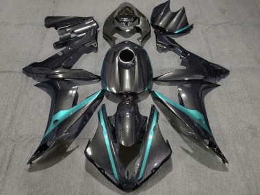 2004-2006 Carbon Fiber Style w Light Blue Yamaha R1 Motorcycle Fairing