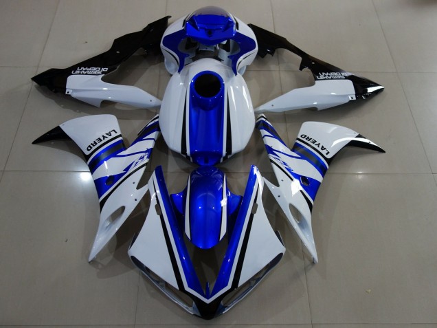 2004-2006 Gloss White and Blue Yamaha R1 Motorcycle Fairing 2004-2006 Gloss White and Blue Yamaha R1 Motorcycle Fairing