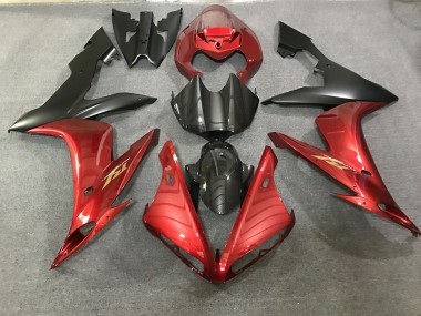 2004-2006 Maroon Red and Carbon Fiber Style Yamaha R1 Motorcycle Fairing
