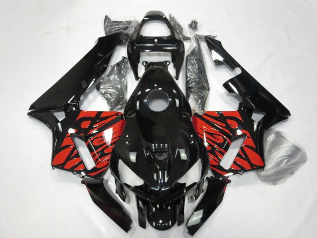2005-2006 Black and Tribal Red Honda CBR600RR Motorcycle Fairing 2005-2006 Black and Tribal Red Honda CBR600RR Motorcycle Fairing