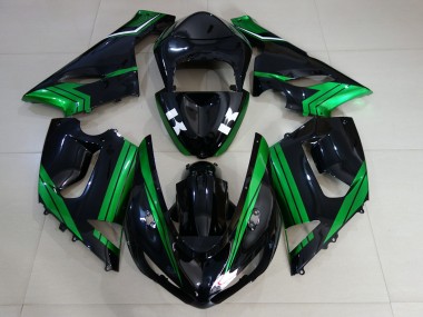 2005-2006 Gloss Black & Electric Green Kawasaki ZX6R Motorcycle Fairing