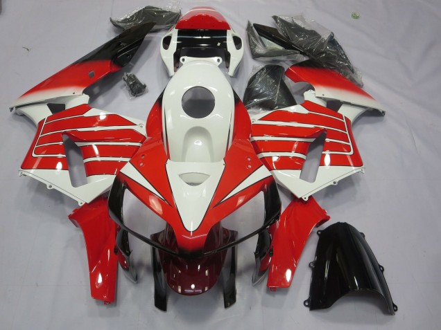 2005-2006 Red and White Large Stripe Honda CBR600RR Motorcycle Fairing 2005-2006 Red and White Large Stripe Honda CBR600RR Motorcycle Fairing