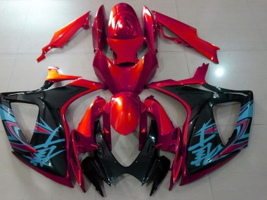 2006-2007 Gloss Red & Black Suzuki GSXR 600-750 Motorcycle Fairing