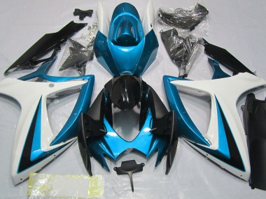 2006-2007 Light Blue & White Suzuki GSXR 600-750 Motorcycle Fairing