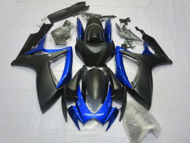 2006-2007 Matte Black Gloss Blue Suzuki GSXR 600-750 Motorcycle Fairing