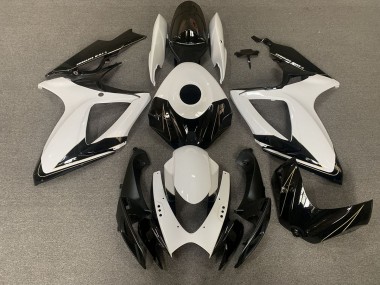 2006-2007 Matte Black and Gloss White Suzuki GSXR 600-750 Motorcycle Fairing