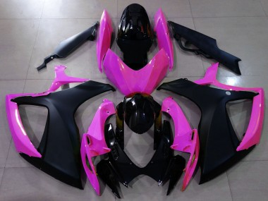 2006-2007 Matte Black and Pink Suzuki GSXR 600-750 Motorcycle Fairing
