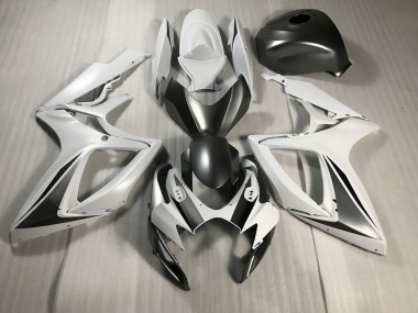 2006-2007 Matte White and Grey Suzuki GSXR 600-750 Motorcycle Fairing