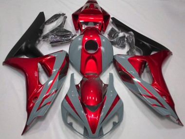 2006-2007 Nardo Grey and Red Honda CBR1000RR Motorcycle Fairing