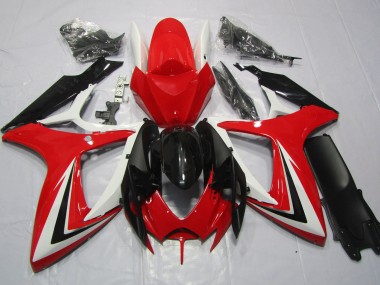 2006-2007 Red Black and White Suzuki GSXR 600-750 Motorcycle Fairing