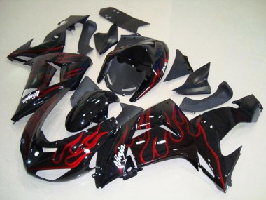 2006-2007 Red Flame Kawasaki ZX10R Motorcycle Fairing
