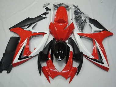 2006-2007 Red and White Suzuki GSXR 600-750 Motorcycle Fairing