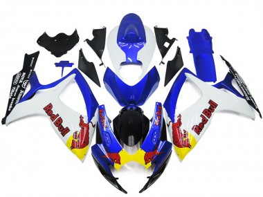 2006-2007 White and Blue Red Bull Custom Suzuki GSXR 600-750 Motorcycle Fairing
