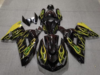 2006-2011 Yellow Flame Kawasaki ZX14R Motorcycle Fairing