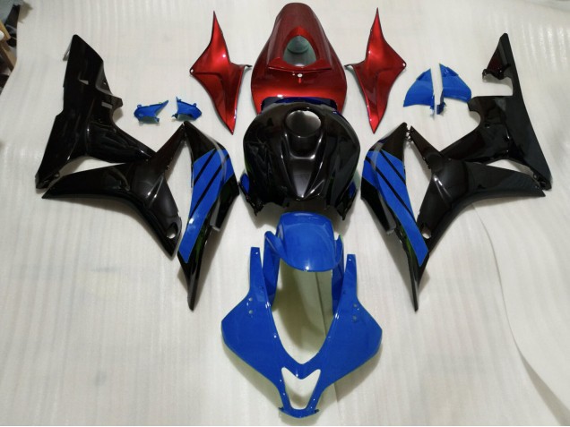 2007-2008 Gloss Black & Blue and Red Accents Honda CBR600RR Motorcycle Fairing 2007-2008 Gloss Black & Blue and Red Accents Honda CBR600RR Motorcycle Fairing