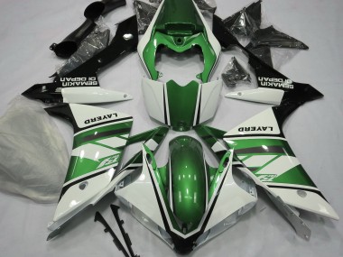 2007-2008 Gloss White and Green Yamaha R1 Motorcycle Fairing