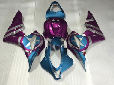 2007-2008 Purple and Light Blue Captain America Honda CBR600RR Motorcycle Fairing