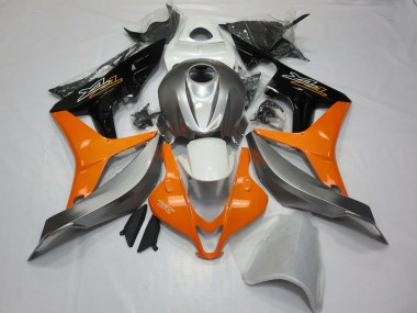 2007-2008 Silver White and Orange Honda CBR600RR Motorcycle Fairing